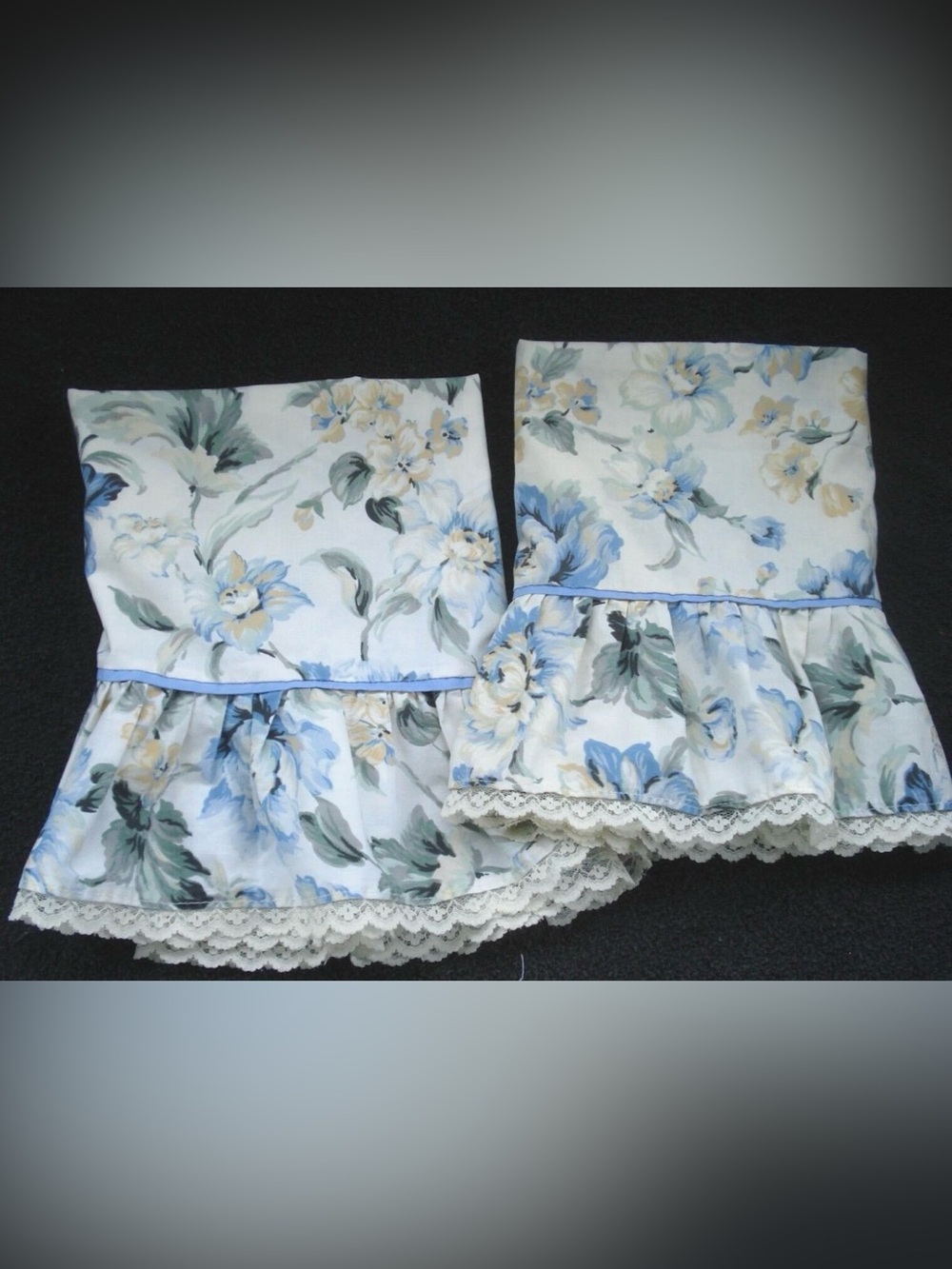 Vintage Springmaid king size floral sheet set ruffle pillowcases Cottagecore - Picture 9 of 13
